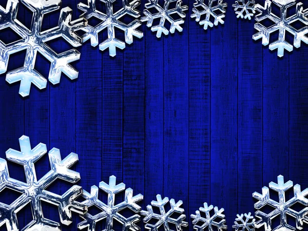 Flocos Neve Natal Sobre Fundo Madeira Textura — Fotografia de Stock