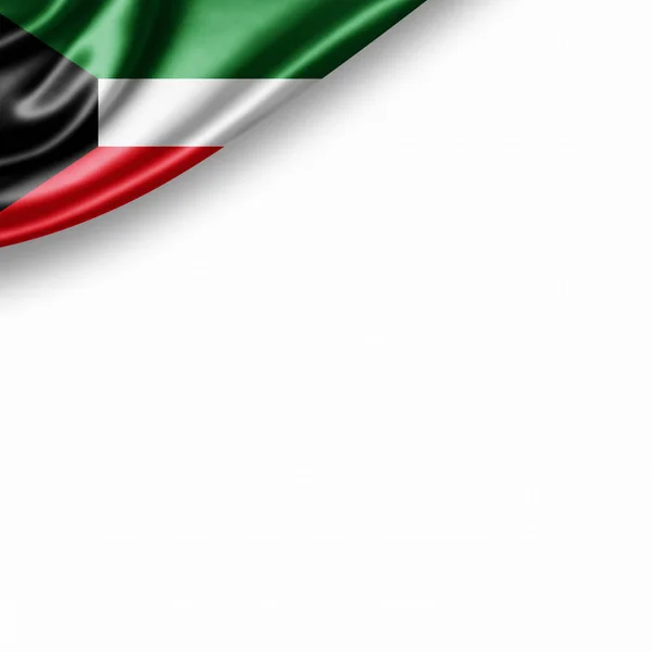 Kuveyt Bayrağı Kopya Alanı Metni Üzerinde Beyaz Arka Plan Çizim — Stok fotoğraf