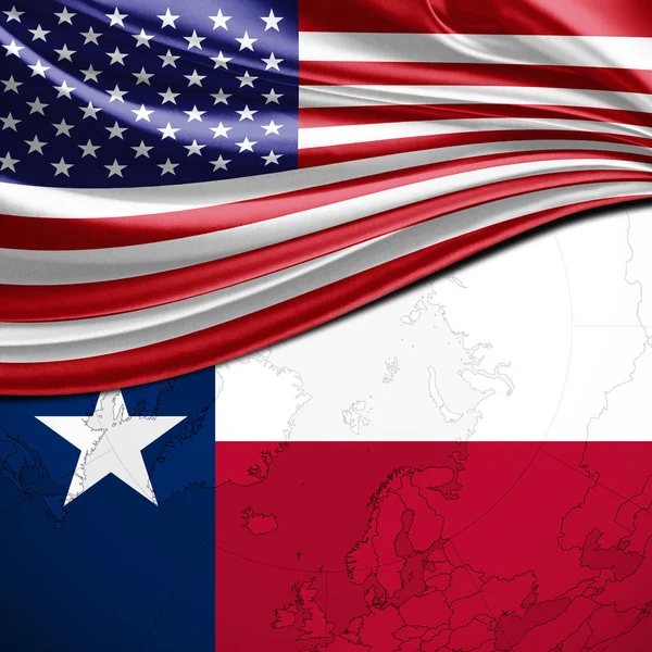 Texas   flag and USA  flag background