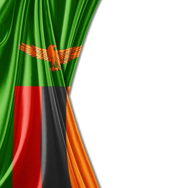 Vlajka Zambie Kopií Prostor Pro Text Bílém Pozadí Ilustrace — Stock fotografie