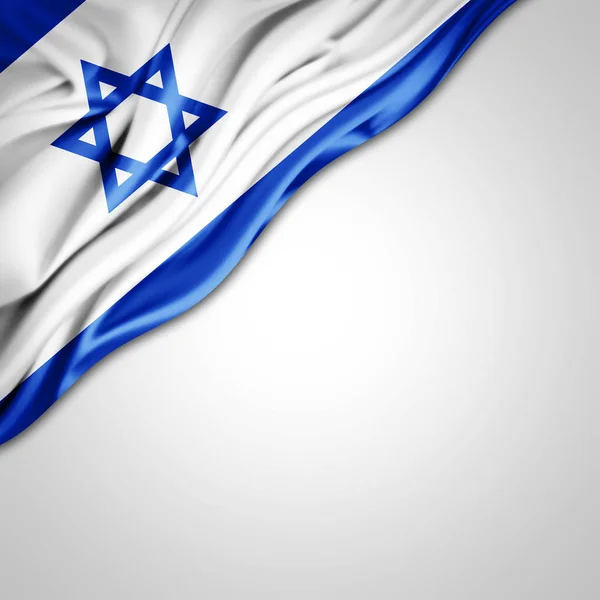 Bandera Israel Con Espacio Copia Para Texto Sobre Fondo Blanco —  Fotos de Stock