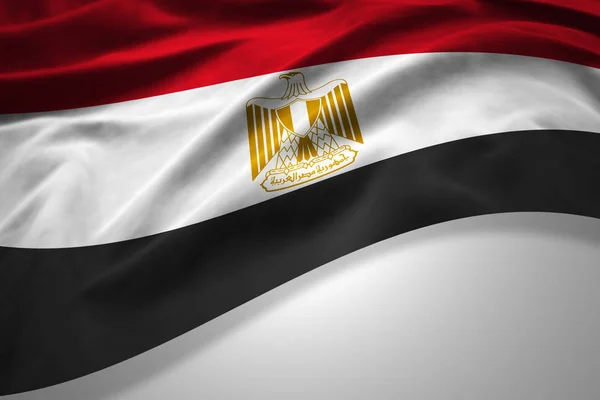Vlag Van Egypte Met Kopie Ruimte Voor Tekst Witte Achtergrond — Stockfoto
