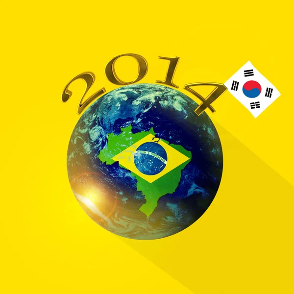 Mappa Brasile Bandiera Della Corea Del Sud Mappa Con Spazio — Foto Stock