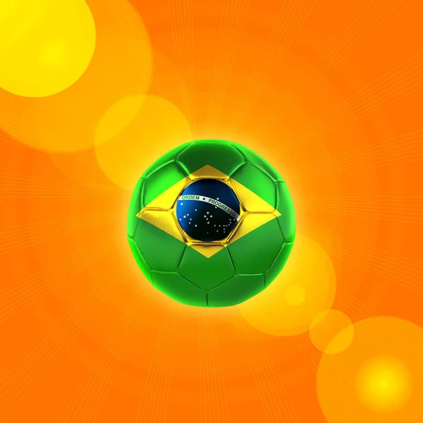 Bola Futebol Com Bandeira Brasil Com Espaço Cópia Para Seu — Fotografia de Stock