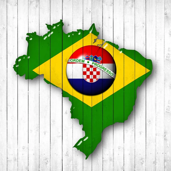 Brazil Croatia Flags Map Copy Space Your Text Images — ストック写真