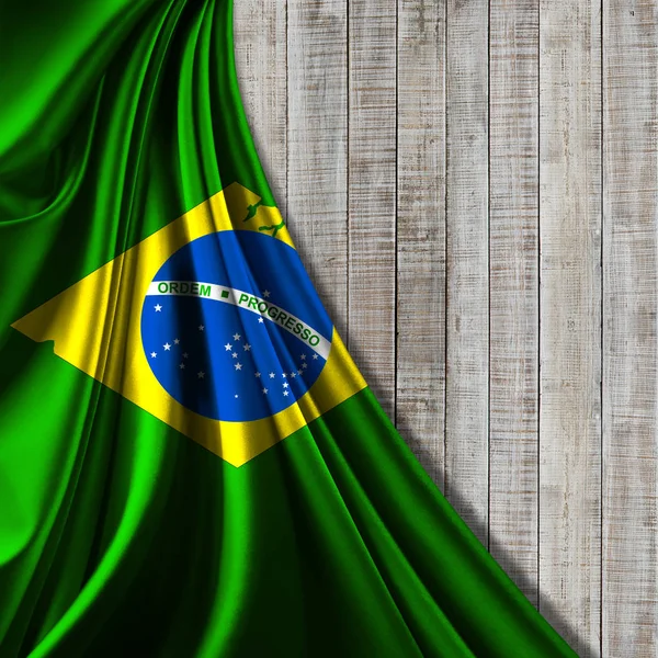 Bandiera Brasile Seta Con Copyspace Tuo Testo Immagini — Foto Stock