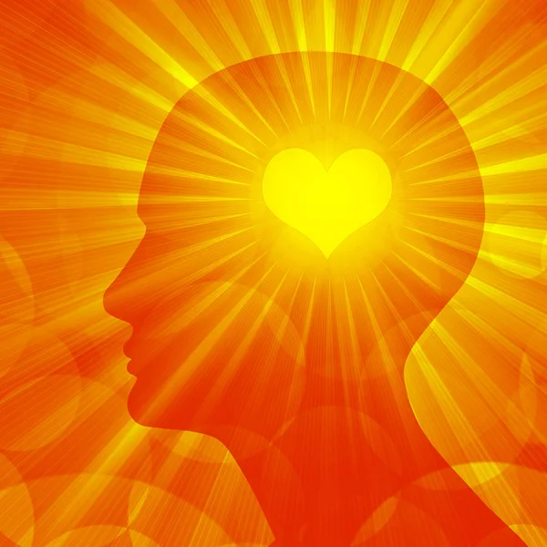 Human Head Heart Sun Background — Stock Photo, Image