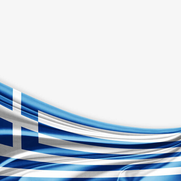 Flag of   Greece  with copy space for your text on  white background - 3D illustration    