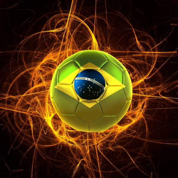 Brezilya Bayrağı Ile Kopya Alanı Metin Veya Resimler Futbol Topu — Stok fotoğraf