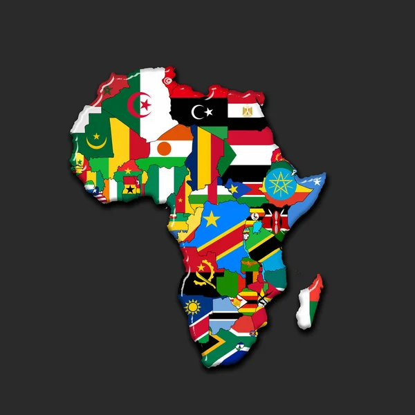 Afrikai Kontinens Zászlóból Szemléltetésből — Stock Fotó