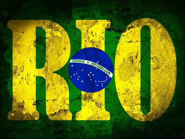 Bandera Brasileña Pintada Textura Pared Vieja Rio Ilustración — Foto de Stock