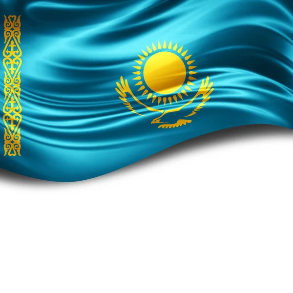 Flag Kazakhstan Copy Space Your Text White Background Illustration — Stock Photo, Image