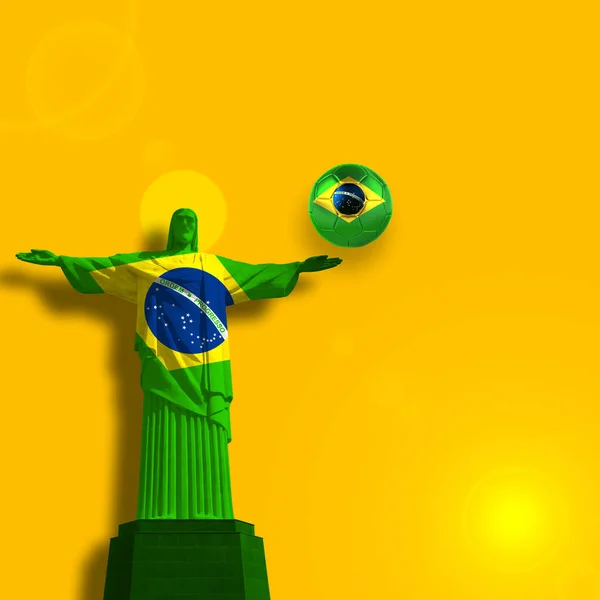 Bandera Brasil Estatua Jesús Copian Espacio Para Texto Imágenes — Foto de Stock