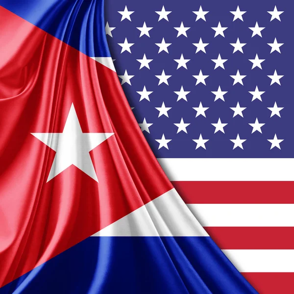 Vlajka Kuby Usa Vlajkami — Stock fotografie