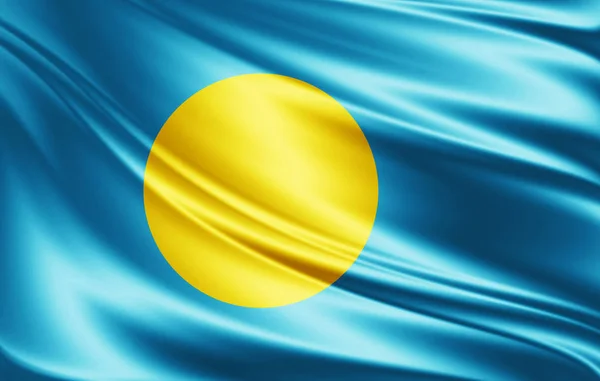 Vlag Van Palau Met Kopie Ruimte Voor Tekst Illustratie — Stockfoto