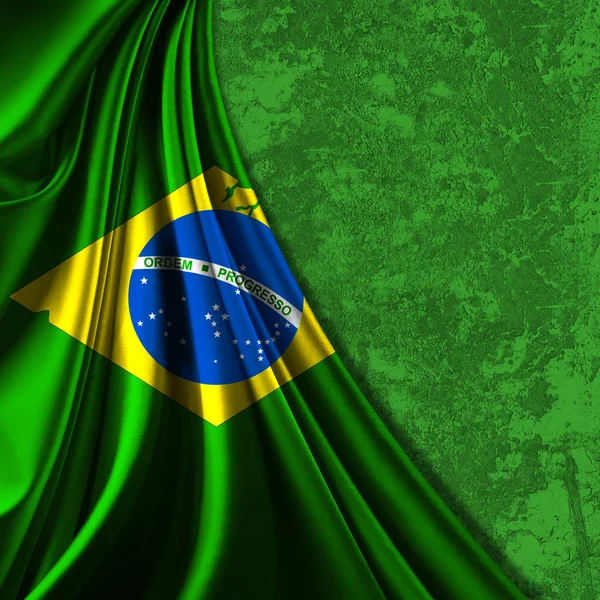 Brasilianische Flagge Aus Seide Mit Copyspace Für Ihre Texte Oder — Stockfoto