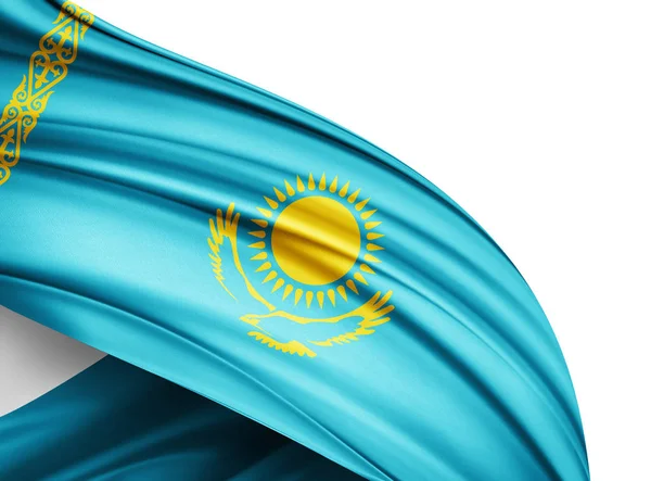 Bandeira Cazaquistão Com Espaço Cópia Para Seu Texto Ilustração — Fotografia de Stock