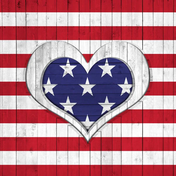 米国の旗 あなたのテキストや画像のためのコピースペースでハートサイン — ストック写真