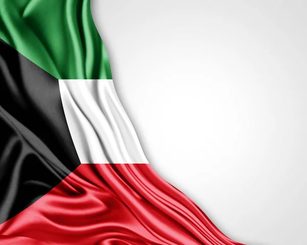 白背景 イラストにテキストのコピー スペースとクウェートの国旗 — ストック写真