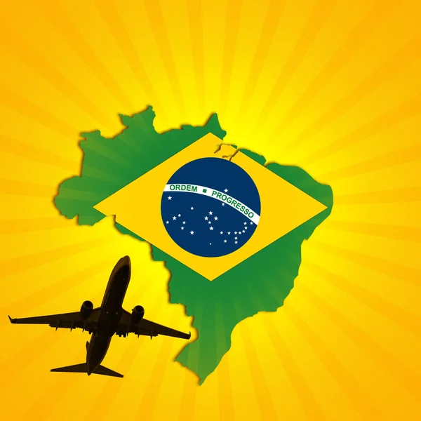 Avion Brésil Drapeau Carte Contexte — Photo
