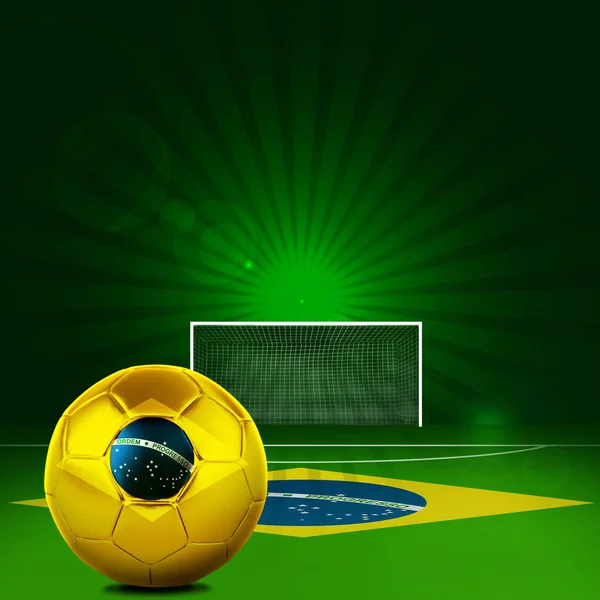 Brasilien Fahne Mit Goldenem Fußball — Stockfoto