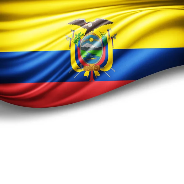 Bandera Ecuador Con Espacio Copia Para Texto Sobre Fondo Blanco —  Fotos de Stock