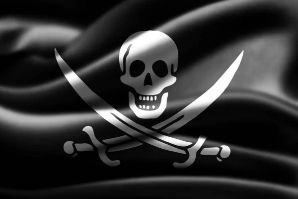 Piratenflagge Aus Stoff Textur Illustration — Stockfoto