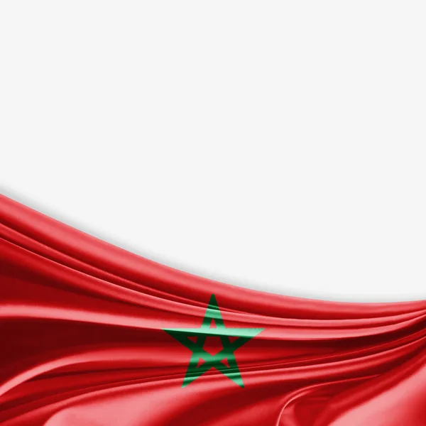 Marokkos Flagg Med Plass Til Tekst Hvit Bakgrunn Illustrasjon – stockfoto