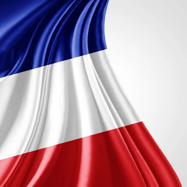 Vlag Van Frankrijk Met Kopie Ruimte Voor Tekst Witte Achtergrond — Stockfoto