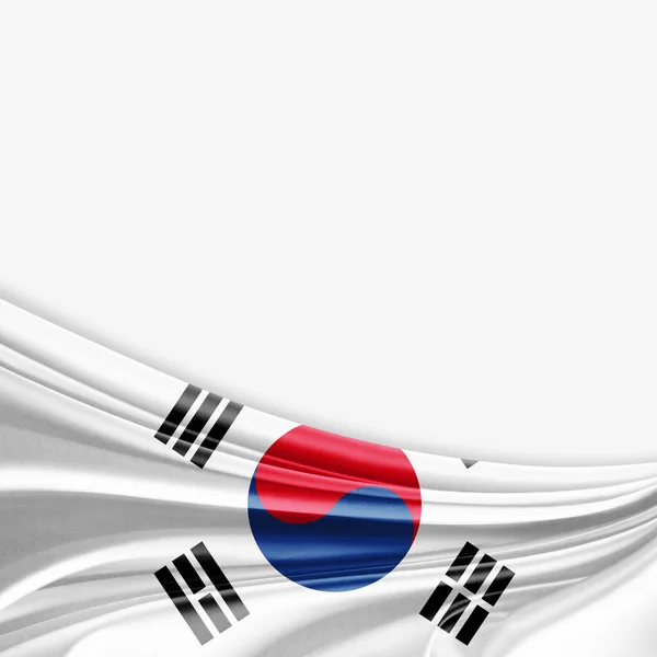 Flagge Südkoreas Mit Kopierplatz Für Ihren Text Auf Weißem Hintergrund — Stockfoto