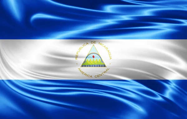 Vlag Van Nicaragua Met Kopie Ruimte Voor Tekst Illustratie — Stockfoto