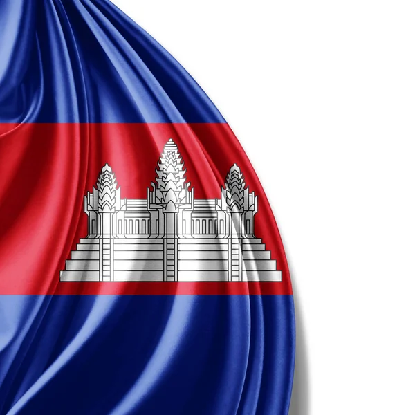 Bandera Camboya Con Espacio Copia Para Texto Sobre Fondo Blanco —  Fotos de Stock