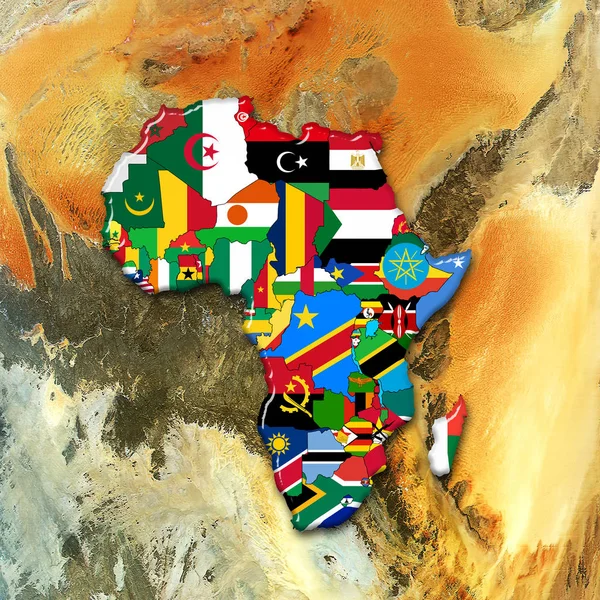 África Continente Hecho Banderas Ilustración — Foto de Stock