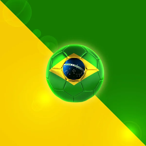 Βραζιλία Σημαία Και Ποδόσφαιρο Μπάλα Αντίγραφο Χώρο Για Κείμενο Τις — Φωτογραφία Αρχείου
