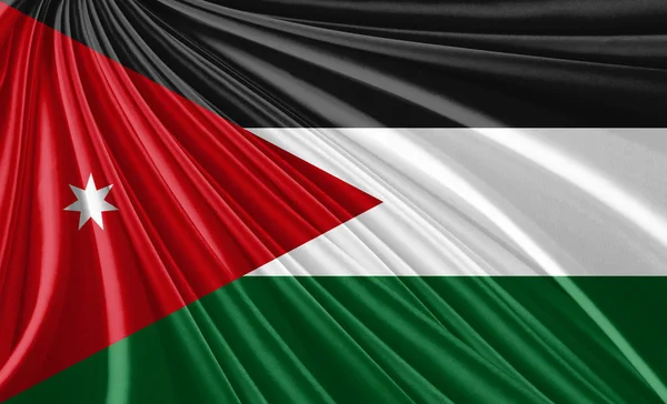 Vlag Van Jordanië Met Kopie Ruimte Voor Tekst Illustratie — Stockfoto