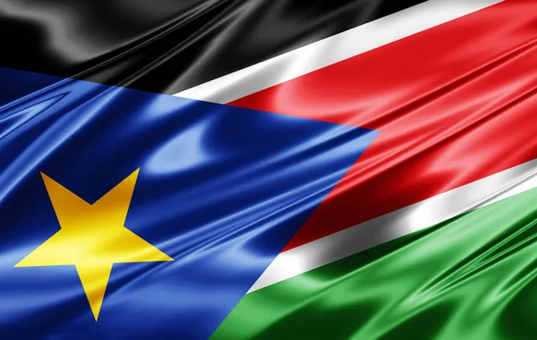 Bandeira Sudão Sul Com Espaço Cópia Para Seu Texto Ilustração — Fotografia de Stock