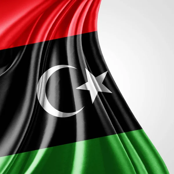 Vlag Van Libië Met Kopie Ruimte Voor Tekst Illustratie — Stockfoto