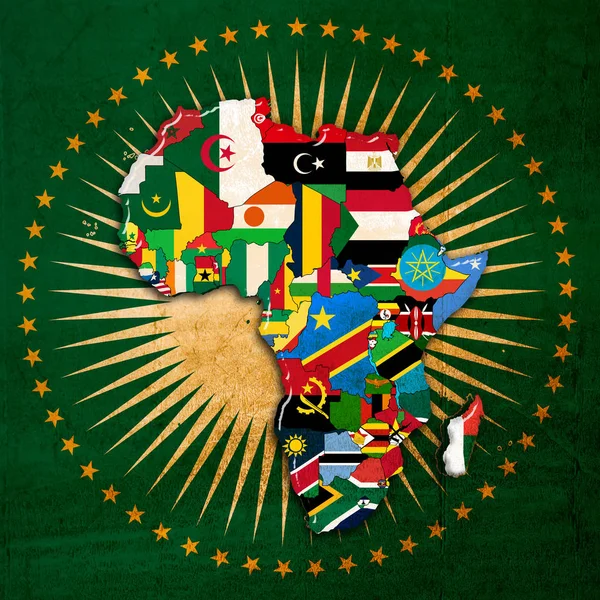 Africa Continente Fatto Bandiere Illustrazione — Foto Stock