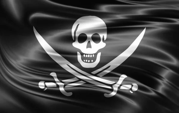 Piratenflagge Aus Stoff Textur Illustration — Stockfoto