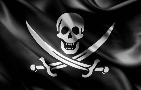 Pirate Flag Fabric Texture Illustration — Stock Photo, Image