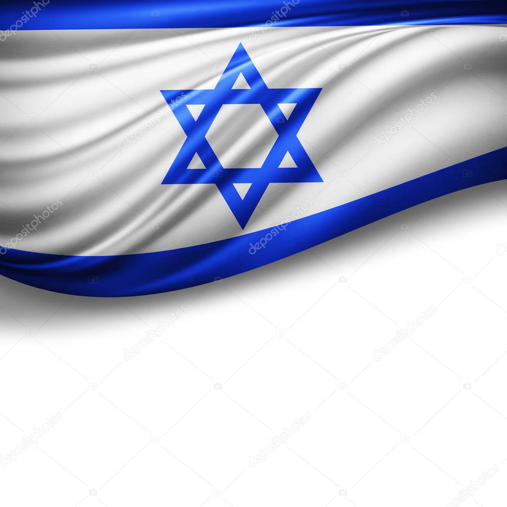 Flag of  Israel  with copy space for your text on  white background - 3D illustration    