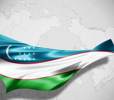 Özbekistan bayrağı ile kopya alanı metin - 3d çizim için    