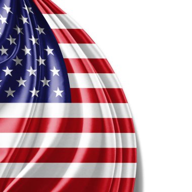 ABD bayrağı kopya alanı metni üzerinde beyaz arka plan - 3d çizim ile    