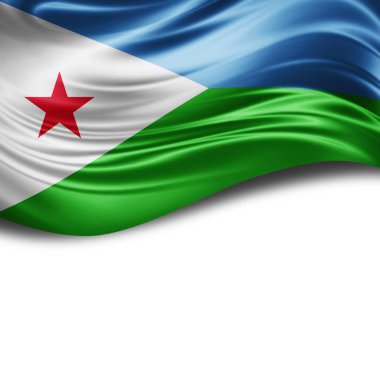 Cibuti bayrağı kopya alanı metni üzerinde beyaz arka plan - 3d çizim ile    