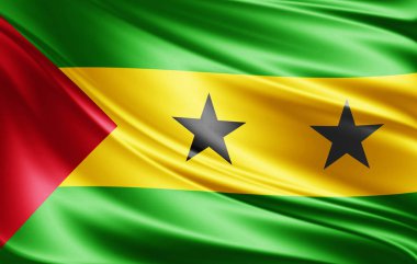 Sao Tome bayrağı ile kopya alanı metin - 3d çizim için    