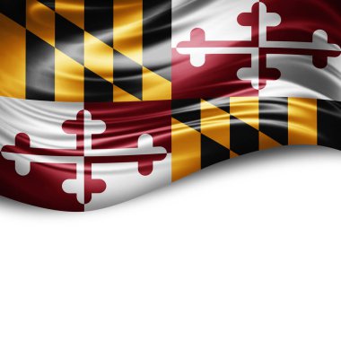 İpek kopya alanı için metin veya resim, beyaz arka plan ile Maryland bayrağı 