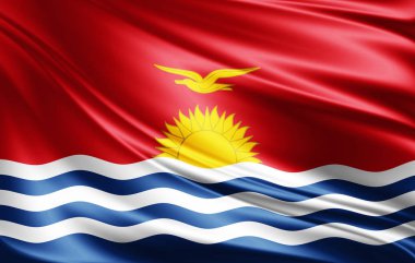 Kiribati bayrağı ile kopya alanı metin - 3d çizim için    