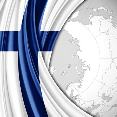 Finlandiya bayrağı ile kopya alanı metin - 3d çizim için    