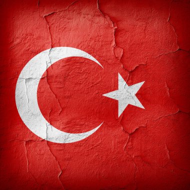 Türkiye bayrağı eski duvar doku - 3d çizim üzerinde boyalı