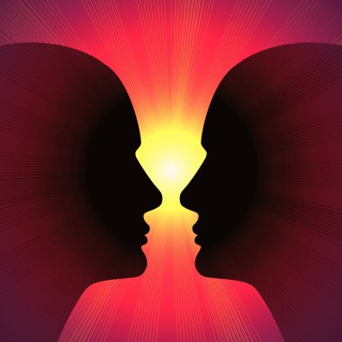 Abstract. Human heads  with sun.  Illustration clipart